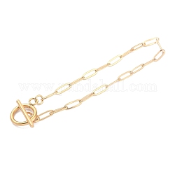 Ion Plating(IP) 304 Stainless Steel Paperclip Chain Bracelets, with Toggle Clasps, Golden, 7-5/8 inch(19.4cm)