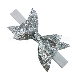 Elastische Babystirnbänder für Mädchen, Haar-Accessoires, mit einem Tuch bowknot, Glitter Pulver, Silber, 11 Zoll (280 mm)