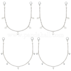 Gorgecraft 4Pcs 2 Style Alloy Rhinestone Shoe Chains, with Star/Heart Charm & Lobster Claw Clasps, for Shoe Decoration Accessories, Platinum, 321x3mm