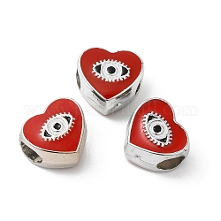 Ccb perline di plastica europee, perline con foro grande, cuore con gli occhi diabolici, rosso, 11x11.5x8mm, Foro: 5 mm