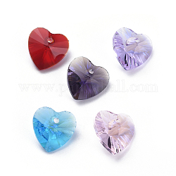 Fascino di vetro del rhinestone, sfaccettato, cuore, colore misto, 10x10x5mm, Foro: 1 mm