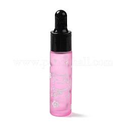 Flacons compte-gouttes en caoutchouc, bouteille en verre rechargeable, pour l'aromathérapie aux huiles essentielles, avec motif de chat porte-bonheur et caractère chinois, perle rose, 2x9.45 cm, Trou: 9.5mm, capacité: 10 ml (0.34 oz liq.)