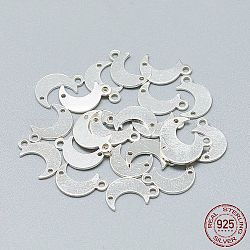 925 Sterling Silber Verbinder, Mond, Silber, 11x7x0.8 mm, Bohrung: 0.5~1 mm