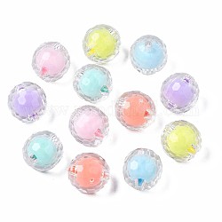 Transparente Acryl Perlen, Perle in Perlen, Runde, Mischfarbe, 16 mm, Bohrung: 2.5 mm
