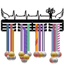 Support de mur d'affichage de support de cintre de médaille de fer de mode, 3 ligne, avec des vis, noir, vélo, 150x400mm, Trou: 5mm