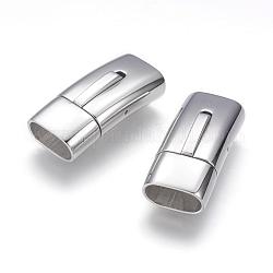 304 Stainless Steel Bayonet Clasps, Rectangle, Stainless Steel Color, 30x14x9.5mm, Hole: 6.5x12mm