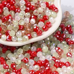 Perle di vetro, sfaccettato, rondelle, rosso, 4x3mm, Foro: 0.4 mm, circa 6800pcs/500g