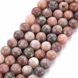 Round Natural Maible and Sesame Jasper/Kiwi Jasper Beads Strands, 8.5mm, Hole: 1.2mm, about 47pcs/strand, 15.5 inch