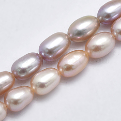 Natural Cultured Freshwater Pearl Beads Strands, Rice, Mixed Color, 6~9x5~6mm,  Hole: 0.8mm, about 48pcs/strand, 13.78 inch(35cm)