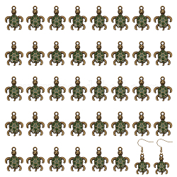 Chgcraft 40pcs Legierungs-Emaille-Anhänger, Schildkröten-Charme, Antik Bronze, 20x15x3 mm, Bohrung: 1.5 mm