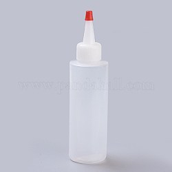 Récipient de liquide de colle en plastique, distributeur de bouteilles, clair, 4.1x16.2 cm, bouteille: 12.5cm, bouchon de la bouteille: 3.8cm, capacité: 120 ml (4.06 oz liq.)