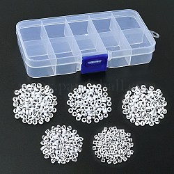Perline acriliche opache 500 pz 5 stili, cubo/piatto tondo/cuore, bianco, 6~7x3.5~6mm, Foro: 1.2~3.2 mm, 100pcs / style