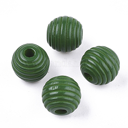 Perle di alveare in legno naturale verniciato, tondo, verde, 12x11mm, Foro: 3 mm
