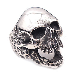 Anillos de acero de titanio, cráneo, plata antigua, nosotros tamaño 9 (18.9 mm)