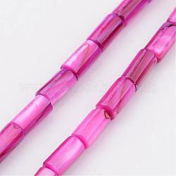 Природные оболочки нитей бисера, окрашенные, колонка, темно-розовыми, 8x4 мм, отверстие : 0.5 мм, около 50 шт / нитка, 15.7 дюйм