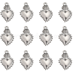 Sunnyclue 80pcs Legierungsanhänger im tibetischen Stil, heiliges Herz, Antik Silber Farbe, 21x14x3 mm, Bohrung: 1.4 mm