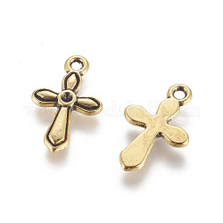 Alloy Pendants, Cross, Antique Golden, Lead Free and Cadmium Free, 19.5x12x2mm, Hole: 1.5mm