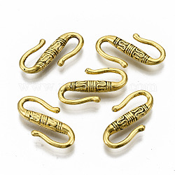 Tibetan Style Alloy S-Hook Clasps, Cadmium Free & Lead Free, Antique Golden, 22x12x3.5mm, about 700pcs/1000g