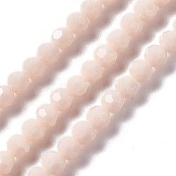 Fili di perle di vetro sfaccettate (32 sfaccettatura)., tondo, bisque, 6x5.5mm, Foro: 1.2 mm, circa 95pcs/filo, 22.24'' (56.5 cm)