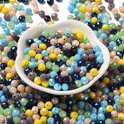 Perles en verre, facette, rondelle, bleu ciel, 6x5mm, Trou: 1mm, environ 2360 pcs/500 g