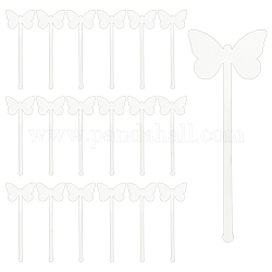 24шт прозрачные акриловые палочки для перемешивания, бабочка, 152x54.5x3 мм