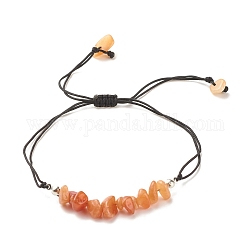 Bracelet tressé en perles d'aventurine rouge naturelle, bracelet réglable en pierres précieuses pour femmes, diamètre intérieur: 5/8~3-5/8 pouce (1.6~9.3 cm)