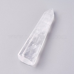 Natural Quartz Crystal Pointed Beads, Rock Crystal, Healing Stones, Reiki Energy Balancing Meditation Therapy Wand, No Hole/Undrilled, Bullet, 59~61x16~17mm