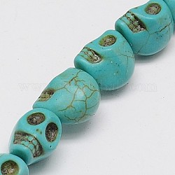 Synthetic Turquoise Beads Strands, Dyed, Skull, Medium Turquoise, 12x10x11mm, Hole: 1mm, about 506pcs/1000g