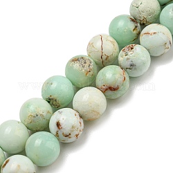 Chapelets de perles en opale vert naturel, teinte, ronde, 10mm, Trou: 0.8mm, Environ 39 pcs/chapelet, 14.96'' (38 cm)
