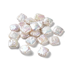 Perles de culture d'eau douce en perles keshi naturelles, perles baroques, carrée, fumée blanche, 10.5~12.5x10.5~12.5x4~5.5mm, Trou: 0.8mm