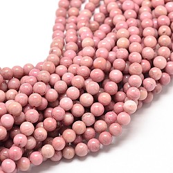 Rhodonite naturales hebras de perlas reronda, 8mm, agujero: 1 mm, aproximamente 45 pcs / cadena, 15 pulgada