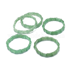 Pulsera elástica con cuentas rectangulares de aventurina verde natural, joyas de piedras preciosas para mujeres, diámetro interior: 2-1/8~2-1/4 pulgada (5.5~5.7 cm)