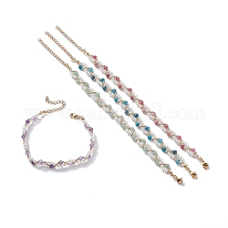 Set di bracciali con perline in pietra naturale mista e conchiglia, bracciali intrecciati con perline tonde per le donne, oro, 11 pollice (28 cm), 4 pc / set