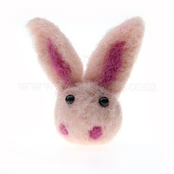 ウサギの頭の手作り羊毛フェルト オーナメント アクセサリー  DIY子供用ヘアゴム  ピンク  65x30mm