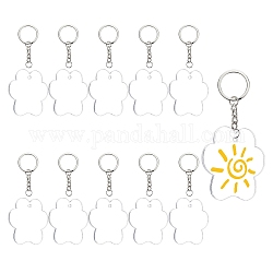 Fabrication de porte-clés bricolage, avec des pendentifs en acrylique transparent fleur vierge, anneaux de jonction ouverts en 304 acier inoxydable, porte-clés en fer, clair