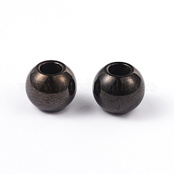 Rotonde 304 perle in acciaio inox, elettroforesi nera, 8x7mm, Foro: 3 mm