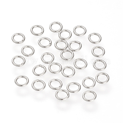 304 anelli rotondi in acciaio inossidabile, anelli di salto saldati, anelli di salto chiusi, colore acciaio inossidabile, 20 gauge, 6x0.8mm
