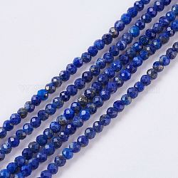 Chapelets de perles en lapis-lazuli naturel, facette, ronde, 2mm, Trou: 0.5mm, Environ 197 pcs/chapelet, 15.7 pouce