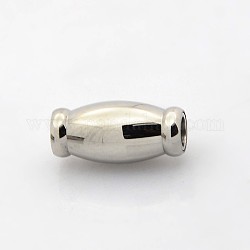 Barrel 304 Stainless Steel Magnetic Clasps, Stainless Steel Color, 14x7mm, Hole: 3mm