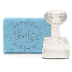 Tampons de savon acrylique clair, fournitures de moules à savon bricolage, carré avec mot reconnaissant, mot, 35x60x37mm, motif: 35x35 mm
