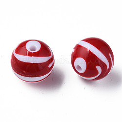 Opaque Striped Acrylic Beads, Round, FireBrick, 24mm, Hole: 4mm hole: 4mm, about 55pcs/500g.