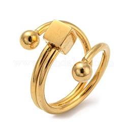 Ионное покрытие (ip) 304 манжета из нержавеющей стали для женщин, кольцо с оберткой в виде куба и шарика, золотые, размер США 7 (17.3 мм)