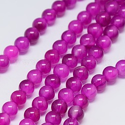Natural Agate Round Beads Strands, Dyed, Magenta, 10mm, Hole: 1mm, about 38pcs/strand, 15.74inch