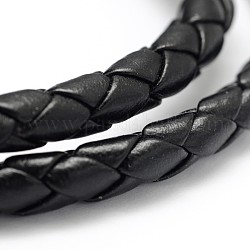 Imitación cuero cordón trenzado, negro, aproximamente 10 yardas / rodillo, 5mm