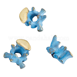 Superfindings 3 pz ottone vertebra cordino perline vintage acciaio blu perline con foro grande cavo antico strumento perline colonna vertebrale europea perline foro 5mm