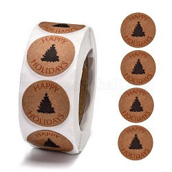Weihnachtsanhänger Aufkleber, selbstklebende Geschenkanhänger aus Papier, für die Partei, dekorative Geschenke, Baummuster, 24.5 mm, 500 Stück / Rolle