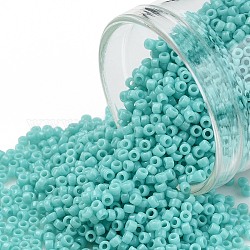 TOHO Round Seed Beads, Japanese Seed Beads, (55) Opaque Turquoise, 15/0, 1.5mm, Hole: 0.7mm, about 135000pcs/pound