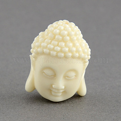 Abalorios de coral sintético, teñido, cabeza de Buda, blanco, 20x15x8mm, agujero: 1.5 mm