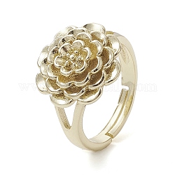 Обшивка стойки латунные регулируемые кольца, цветок, реальный 18k позолоченный, внутренний диаметр: 17.4 мм
