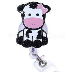 Carrete de insignia de plástico acrílico y abs, porta credencial retráctil, vaca, 103mm, vaca: 40.5x35.5 mm